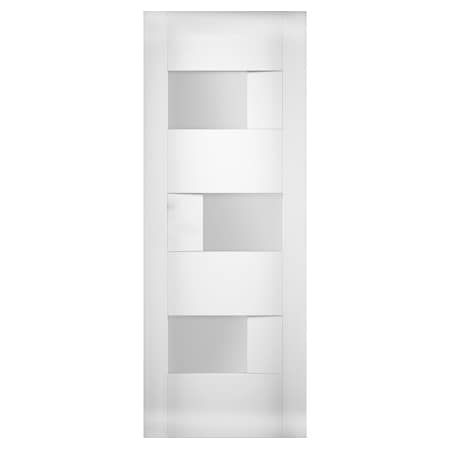 Vdomdoors Slab Panel Opaque Glass 18x80 " / Sete 6933 White Silk / Modern Finished / Pocket Closet Sliding SETE6933S-WS-18